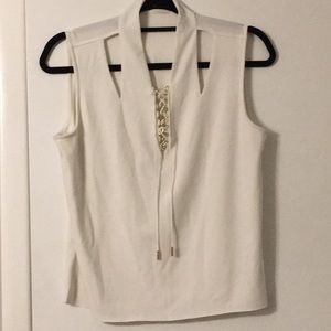 T Tahari White dressy shirt size M